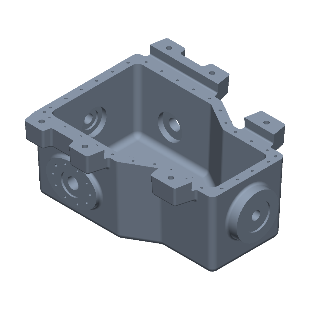Shaded render of a machined CAD housing